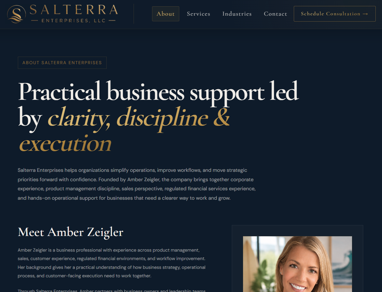 Salterra Enterprises about page screenshot